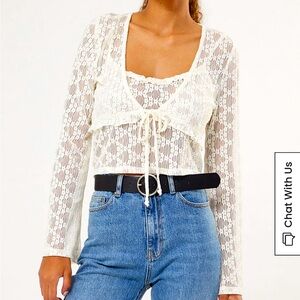 NWOT Kendall & Kylie Lace Trim Cami & Cardigan Two-Piece Set